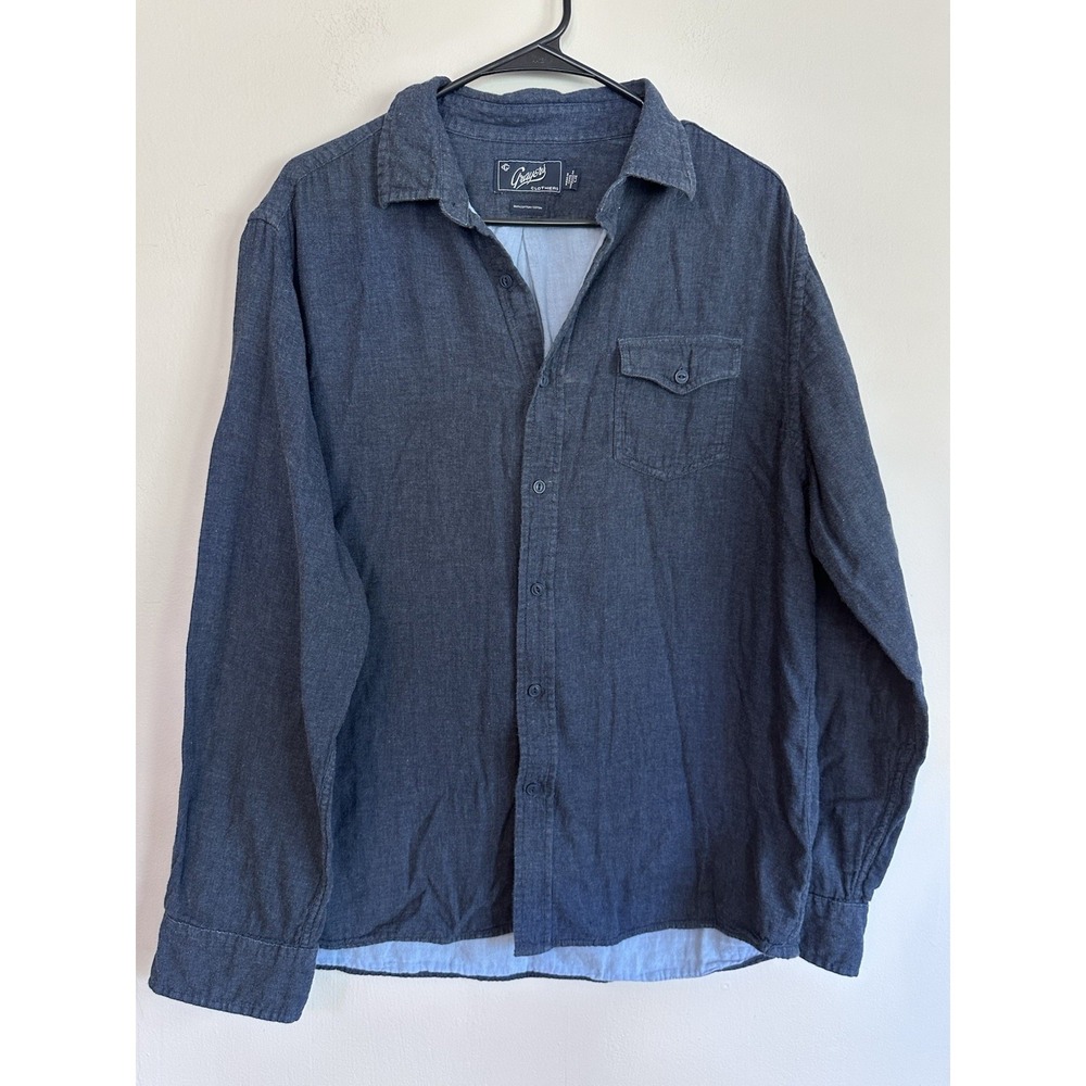 Grayers‎ 100% Cotton Outdoor Heavy Flannel Shirt Mens LARGE Denim Look